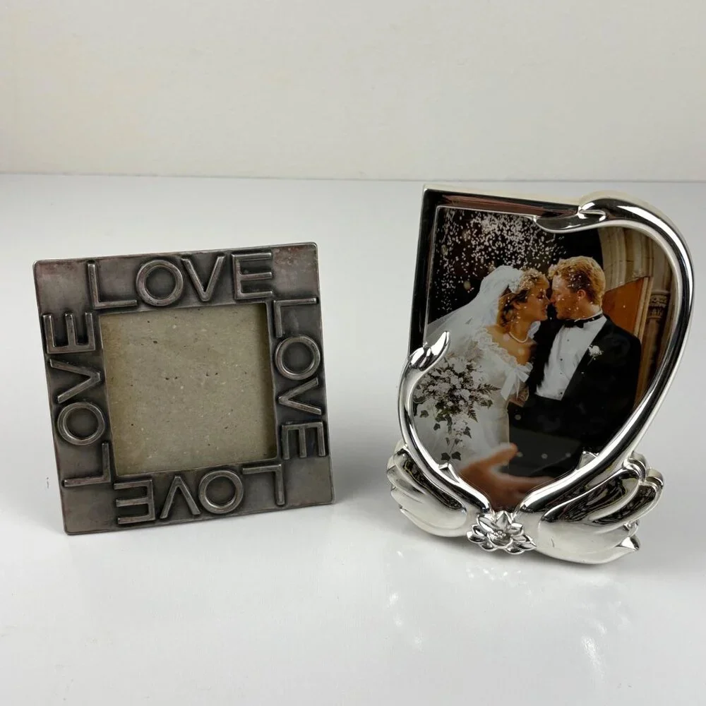 Set Of 2‎ Rogers & Glory Land Silver Plate/Tone VTG Picture Frames Love Wedding
